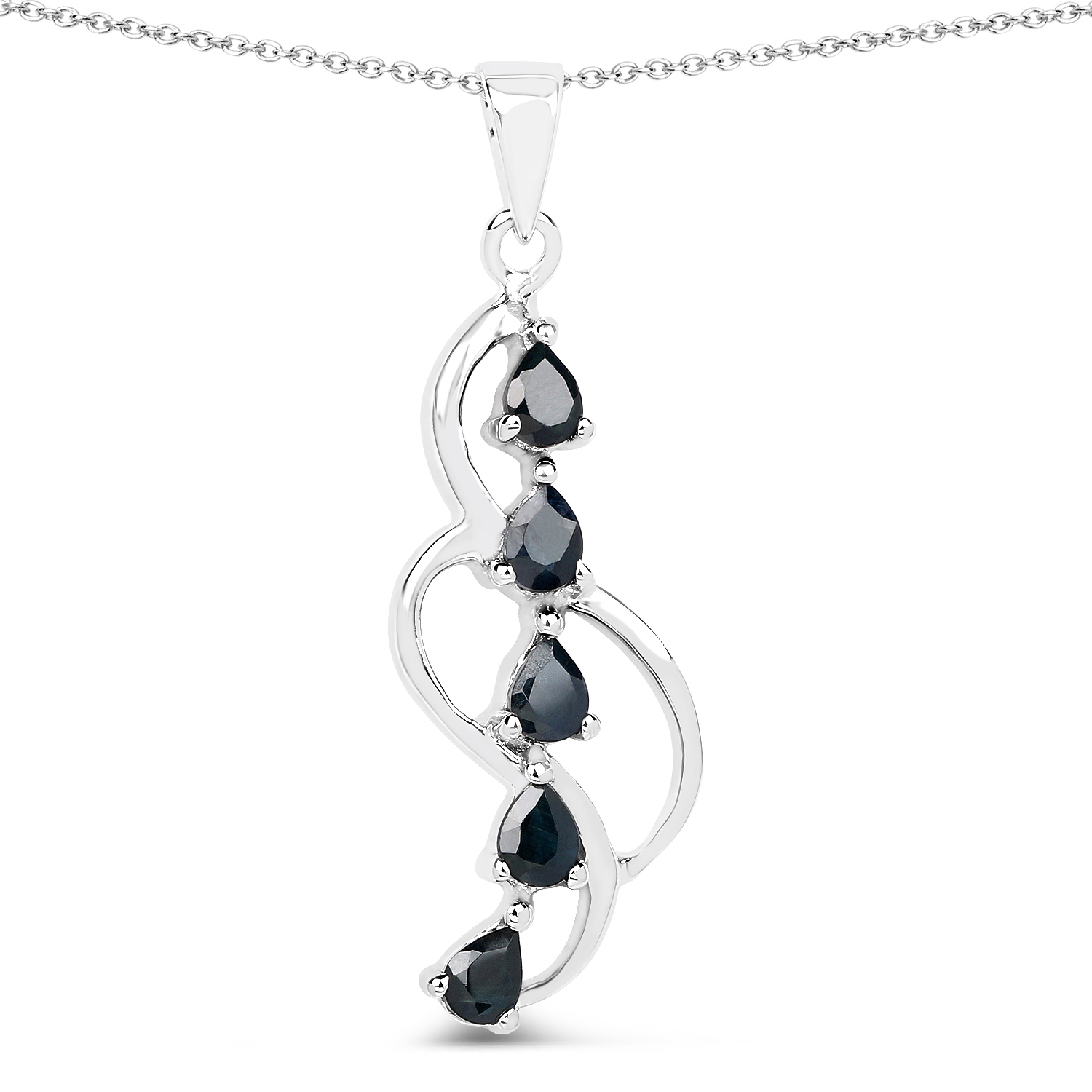 1.00 Carat Genuine Blue Sapphire .925 Sterling Silver Pendant