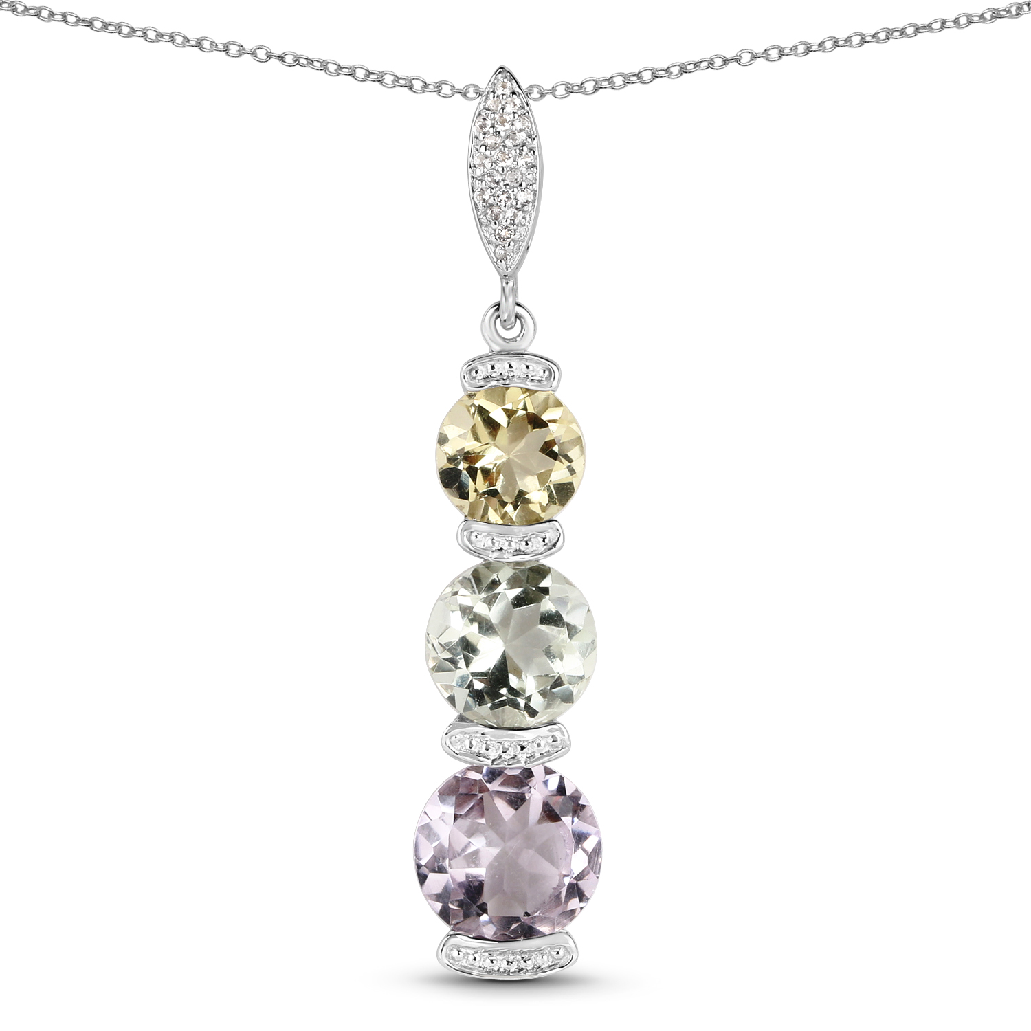 8.12 Carat Genuine Multi Stone .925 Sterling Silver Pendant