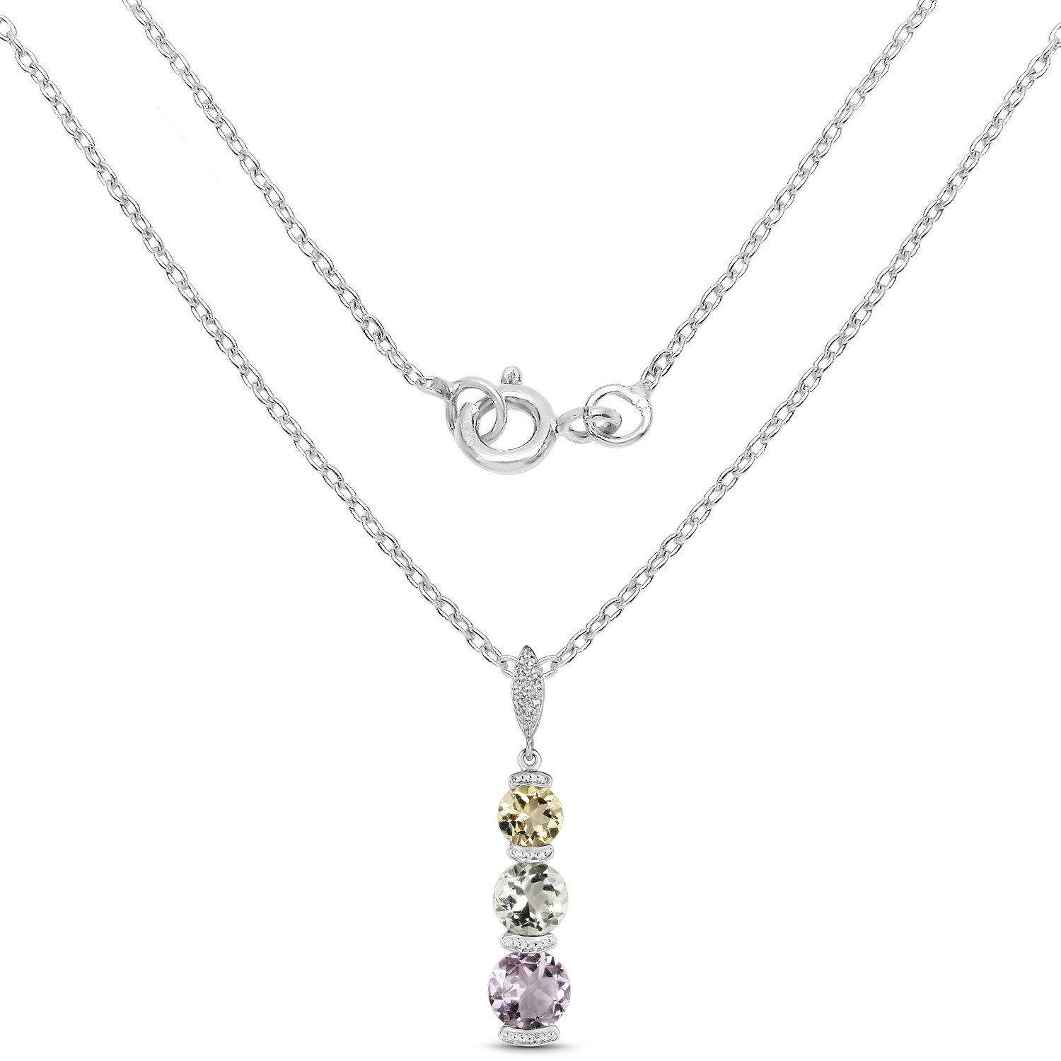 8.12 Carat Genuine Multi Stone .925 Sterling Silver Pendant