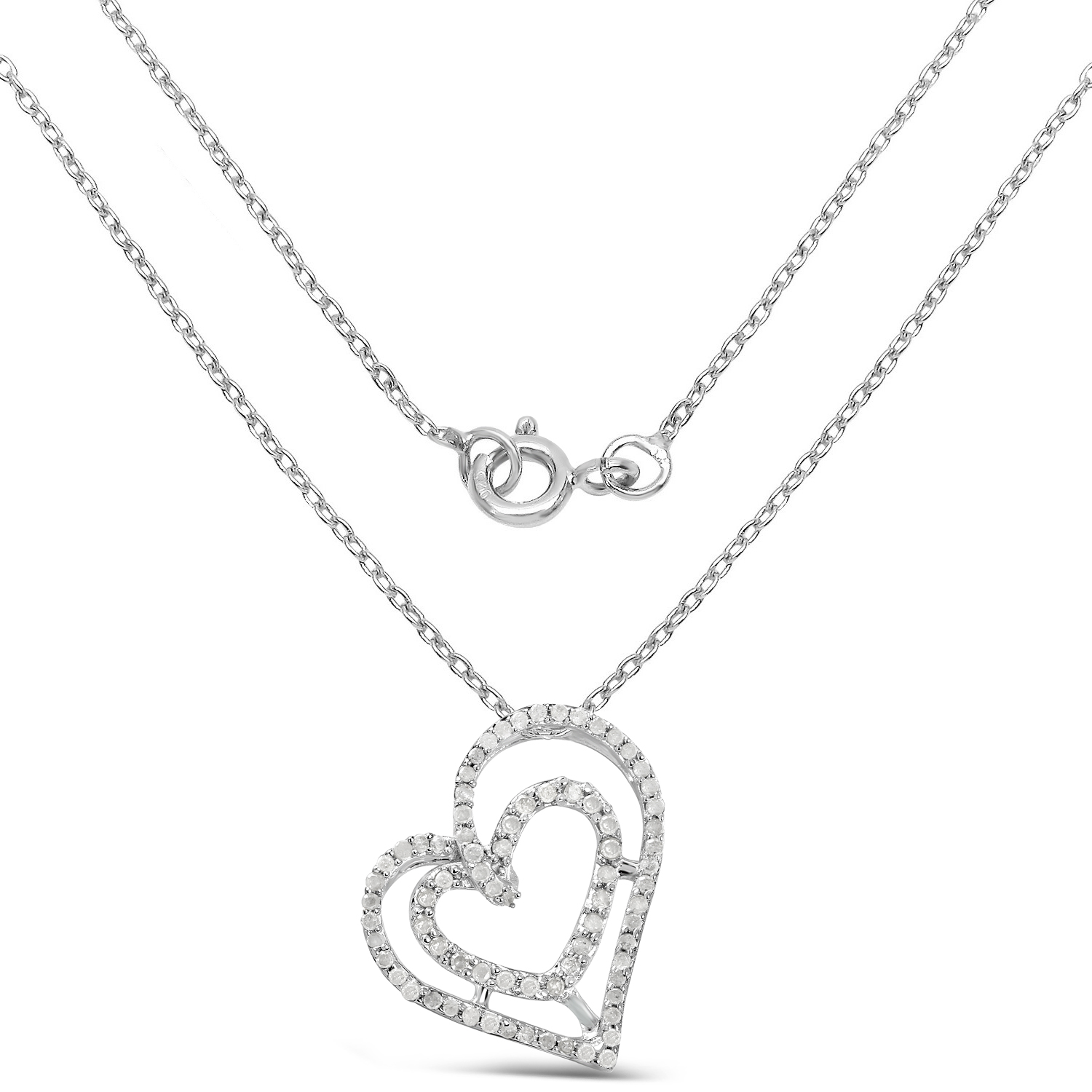 0.42 Carat Genuine White Diamond .925 Sterling Silver Pendant