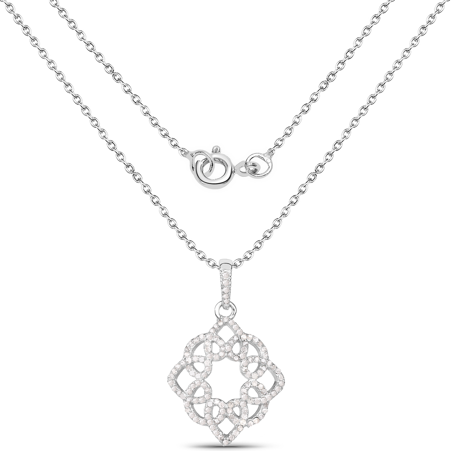 0.66 Carat Genuine White Diamond .925 Sterling Silver Pendant