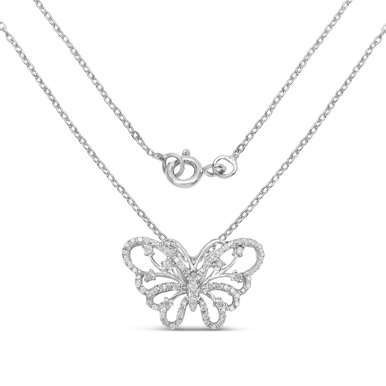 0.35 Carat Genuine White Diamond .925 Sterling Silver Pendant