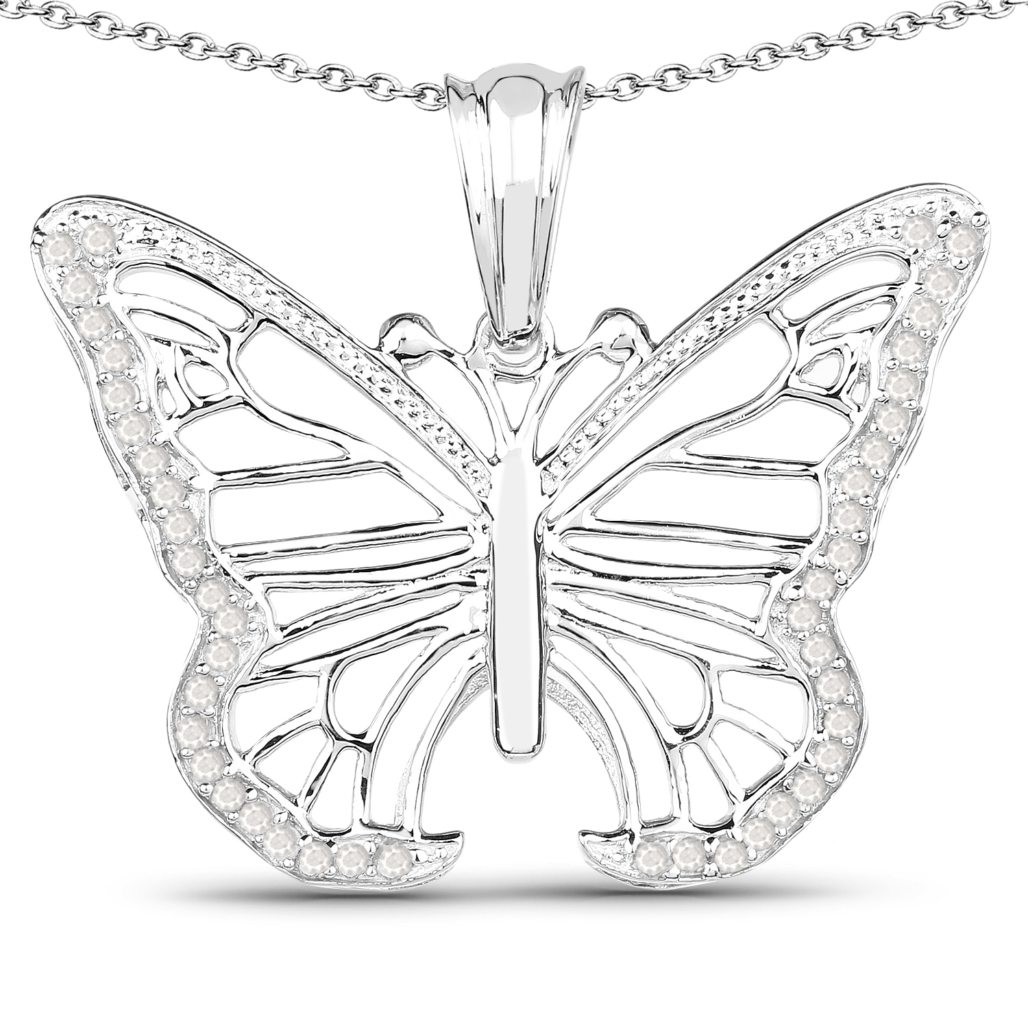 0.30 Carat Genuine White Diamond .925 Sterling Silver Pendant