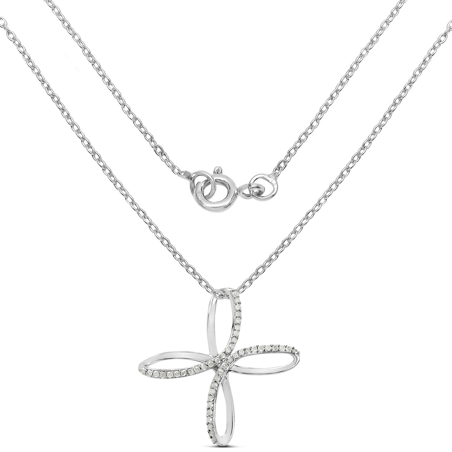 0.41 Carat Genuine White Diamond .925 Sterling Silver Pendant