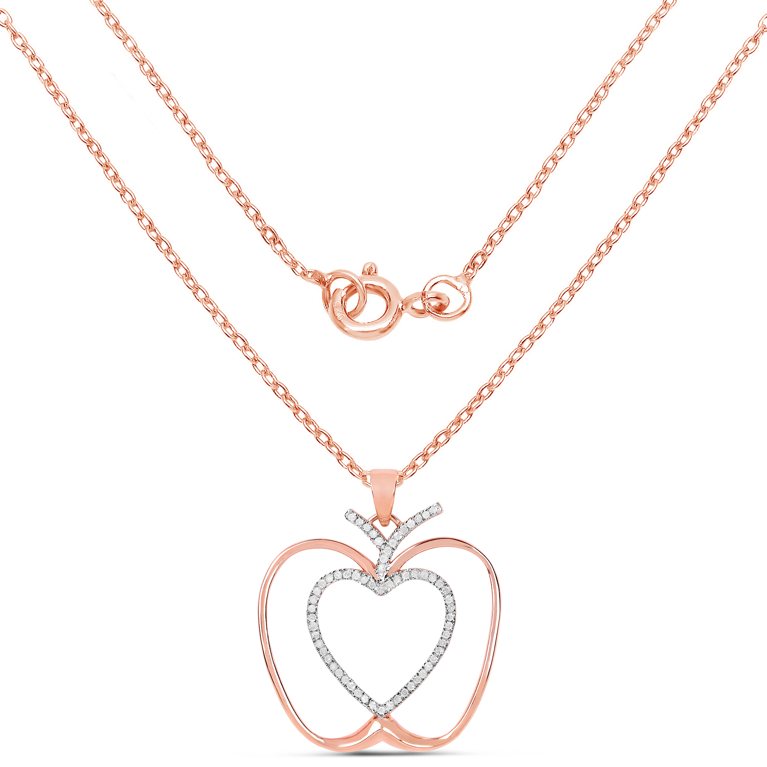 14K Rose Gold Plated 0.19 Carat Genuine White Diamond .925 Sterling Silver Pendant