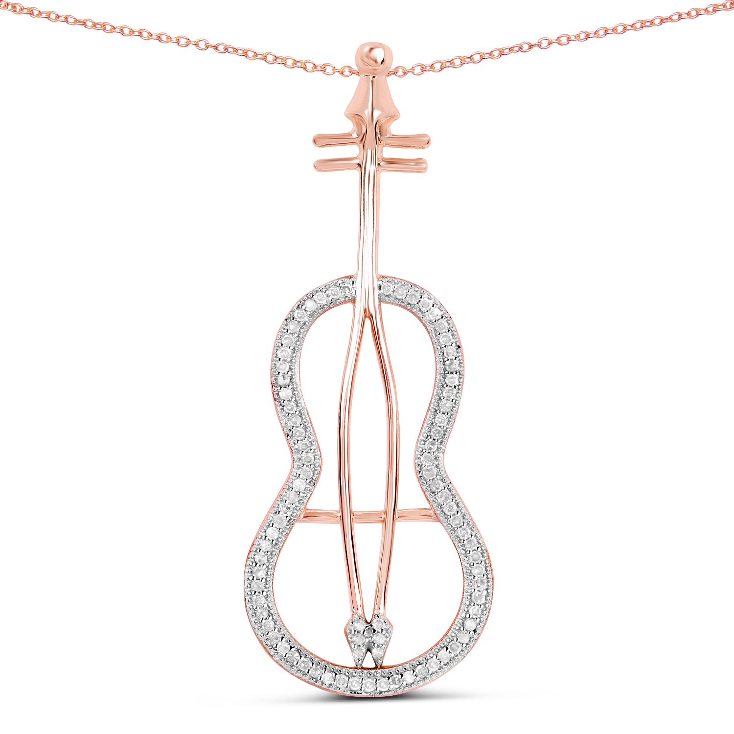 14K Rose Gold Plated 0.25 Carat Genuine White Diamond .925 Sterling Silver Pendant