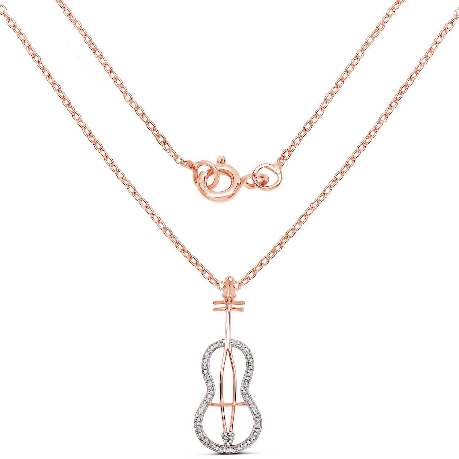 14K Rose Gold Plated 0.25 Carat Genuine White Diamond .925 Sterling Silver Pendant