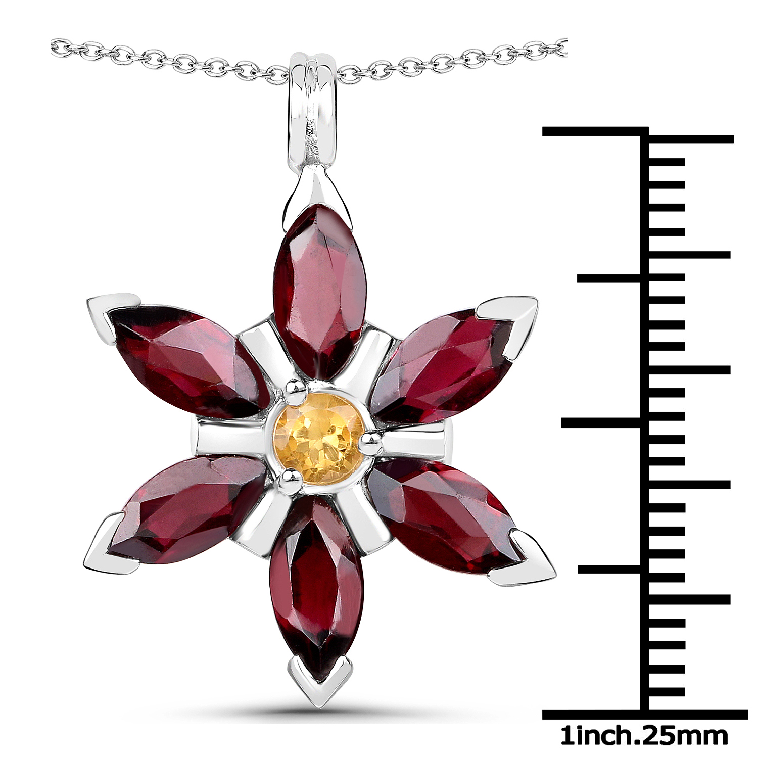 4.13 Carat Genuine Rhodolite and Citrine .925 Sterling Silver Pendant