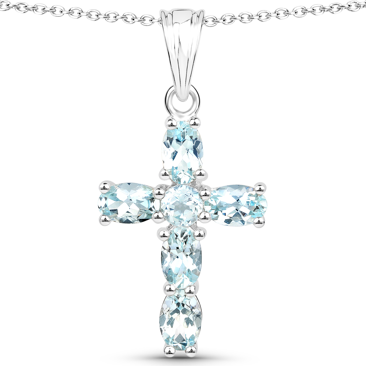 2.22 Carat Genuine Aquamarine .925 Sterling Silver Pendant