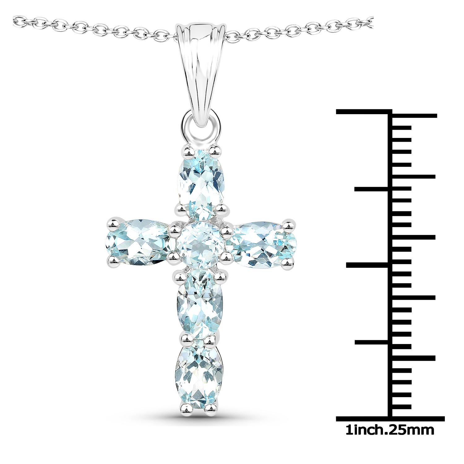 2.22 Carat Genuine Aquamarine .925 Sterling Silver Pendant