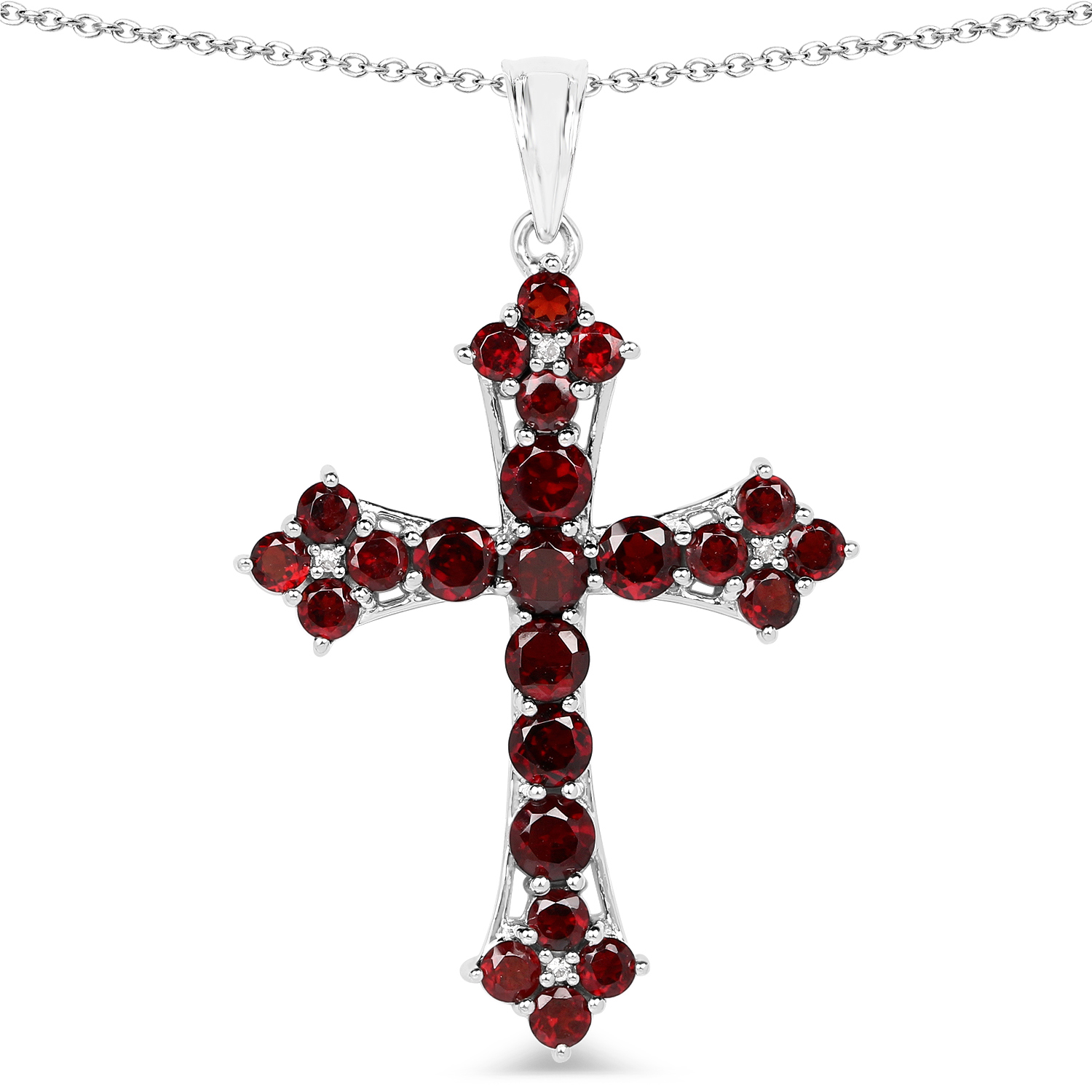 4.41 Carat Genuine Garnet and White Topaz .925 Sterling Silver Pendant
