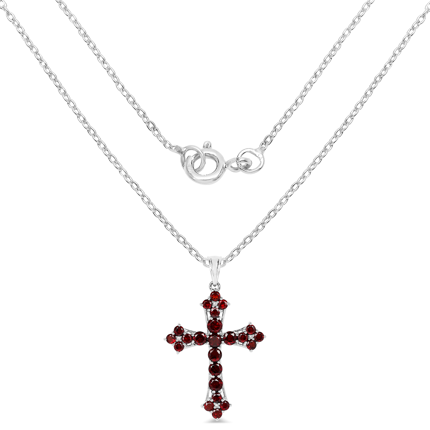 4.41 Carat Genuine Garnet and White Topaz .925 Sterling Silver Pendant