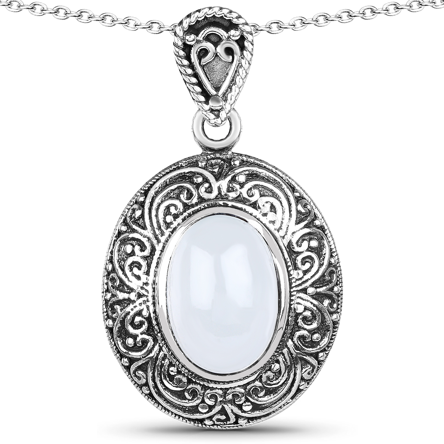 6.33 Carat Genuine Milky Aquamarine .925 Sterling Silver Pendant