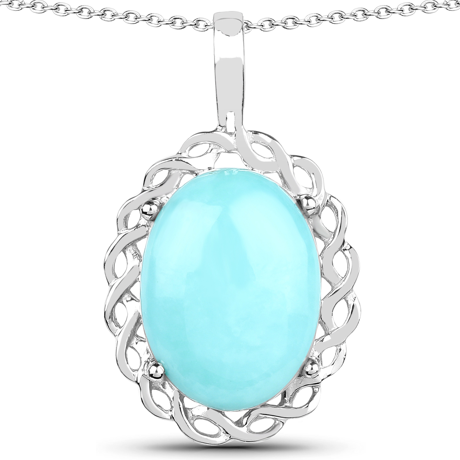 5.85 Carat Genuine Turquoise .925 Sterling Silver Pendant