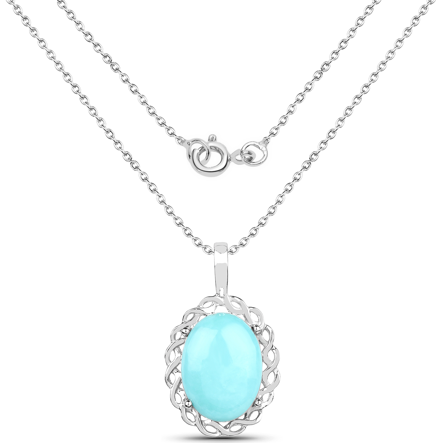 5.85 Carat Genuine Turquoise .925 Sterling Silver Pendant