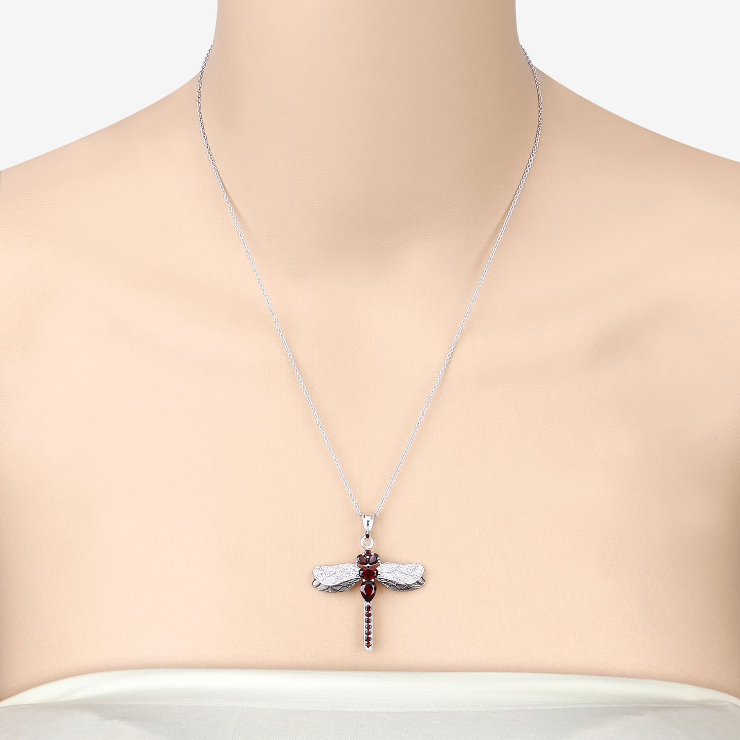 2.29 Carat Genuine Garnet and White Topaz .925 Sterling Silver Pendant