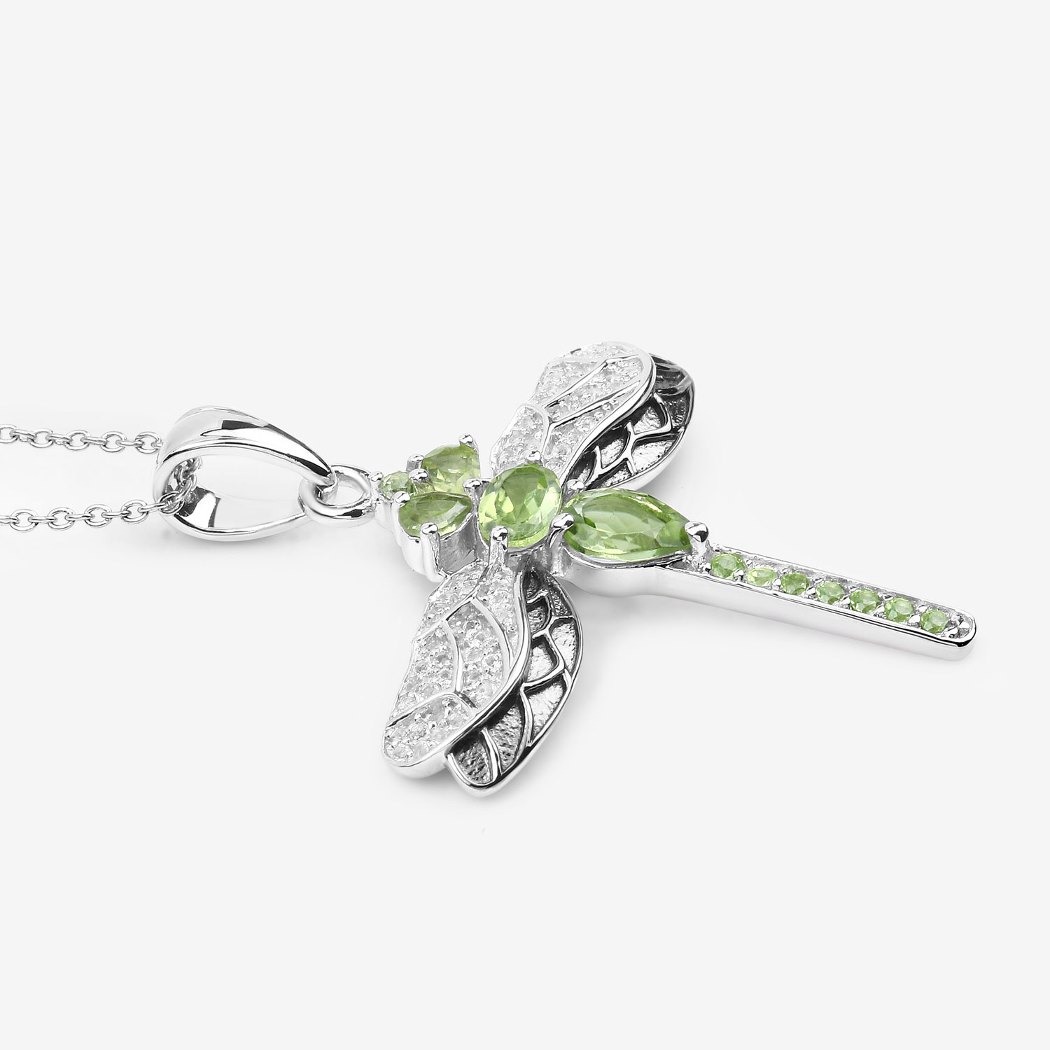 1.98 Carat Genuine Peridot and White Topaz .925 Sterling Silver Pendant