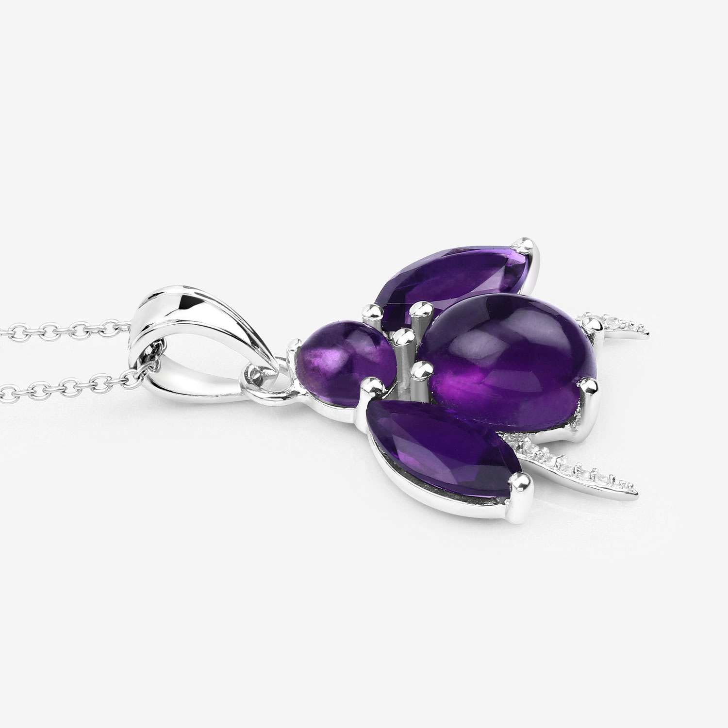 7.70 Carat Genuine Amethyst and White Topaz .925 Sterling Silver Pendant