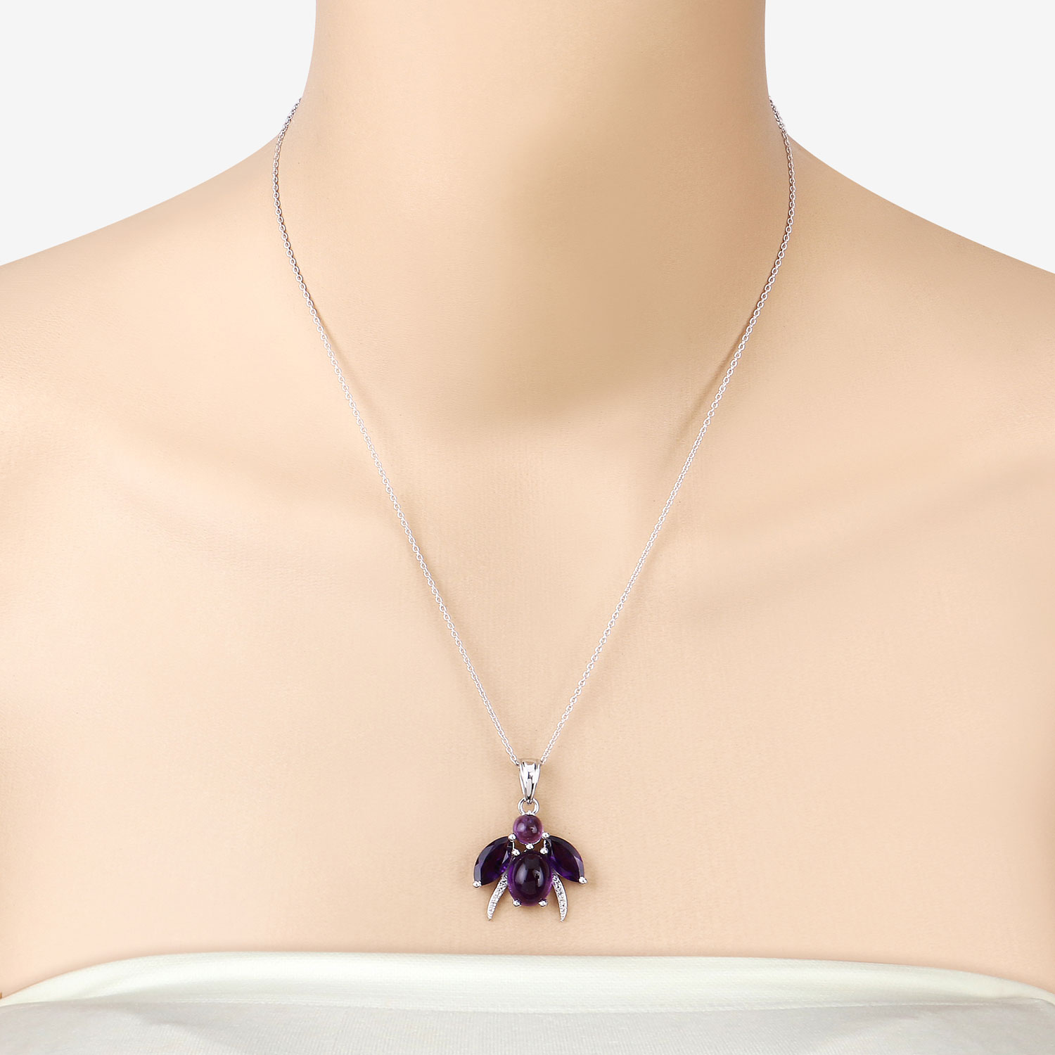7.70 Carat Genuine Amethyst and White Topaz .925 Sterling Silver Pendant