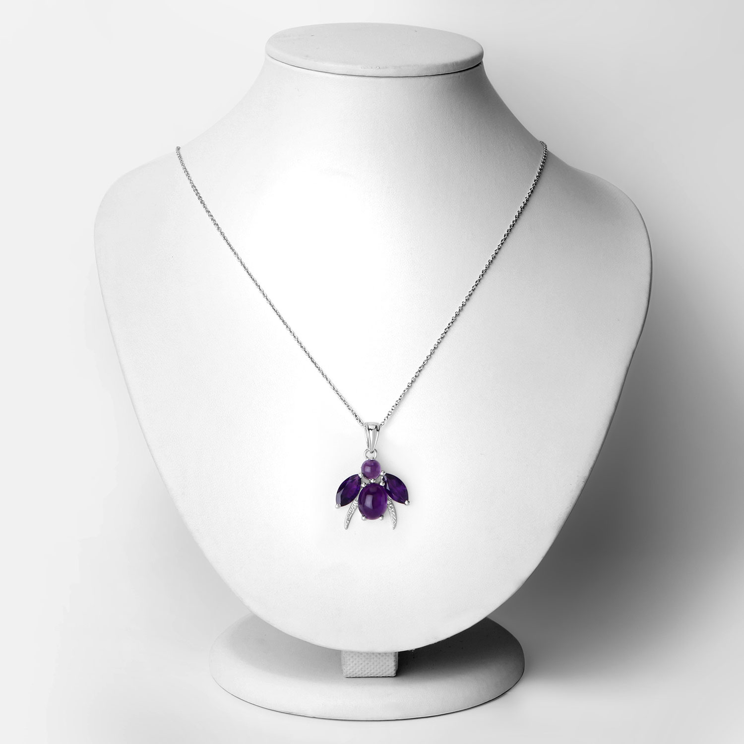 7.70 Carat Genuine Amethyst and White Topaz .925 Sterling Silver Pendant