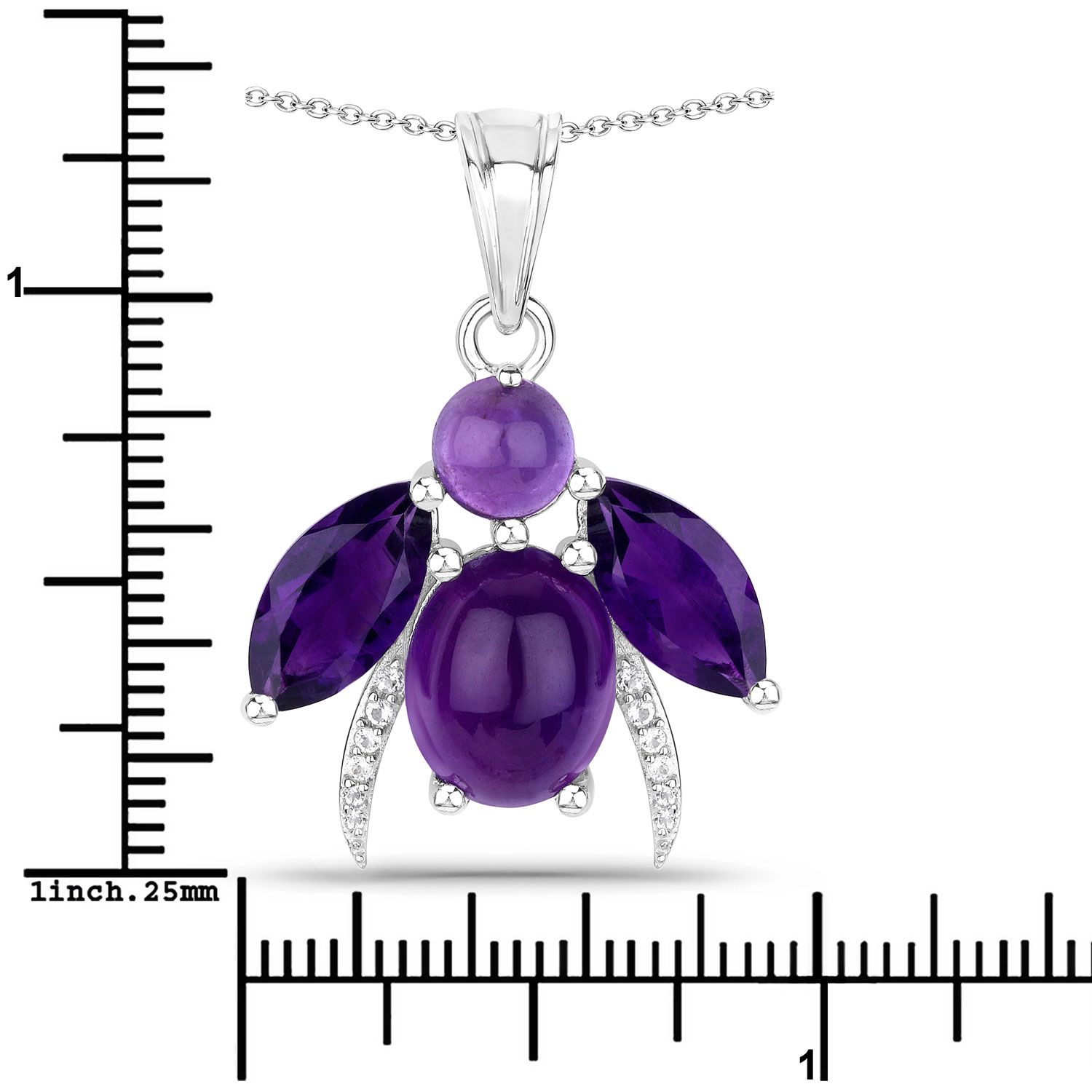7.70 Carat Genuine Amethyst and White Topaz .925 Sterling Silver Pendant