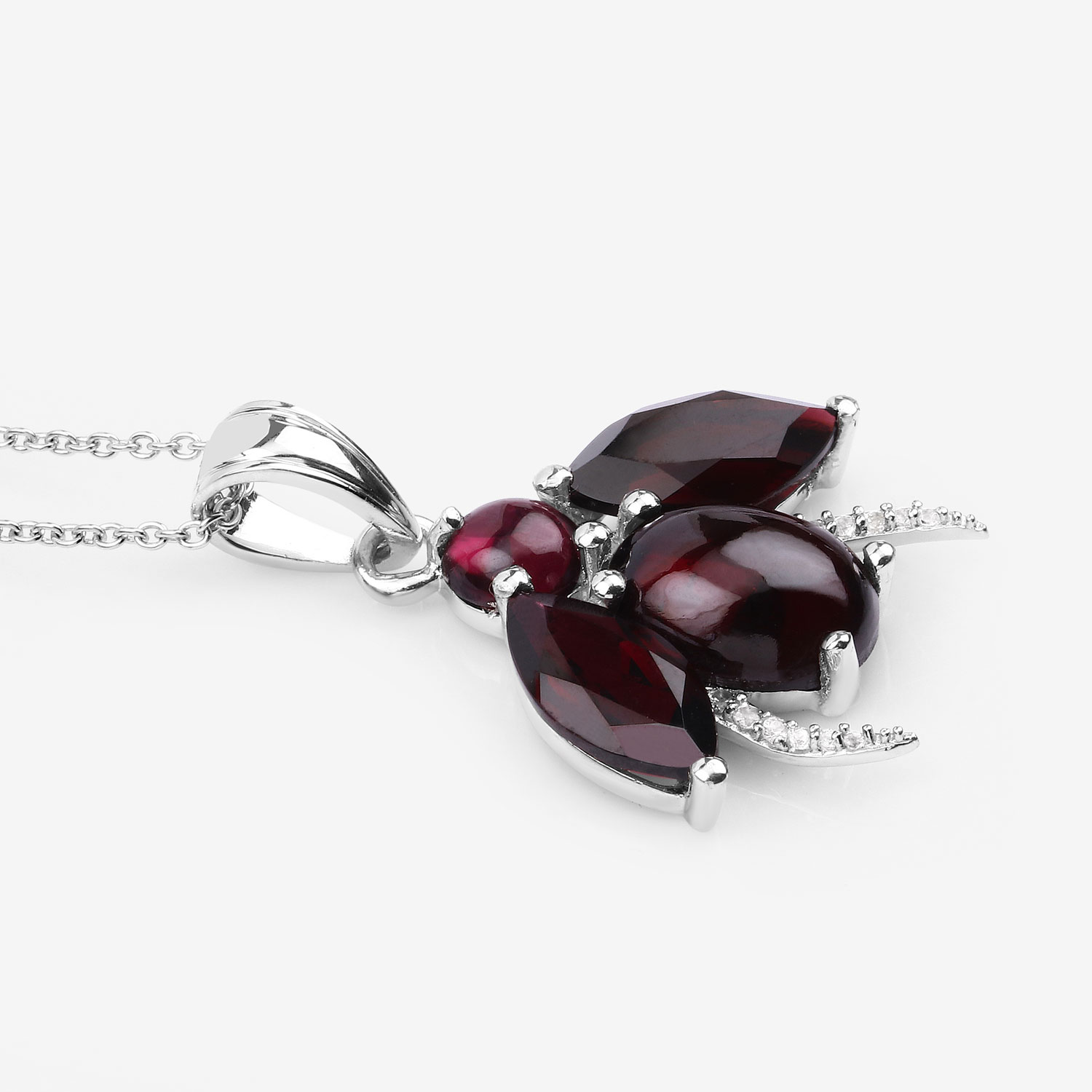 10.00 Carat Genuine Garnet and White Topaz .925 Sterling Silver Pendant