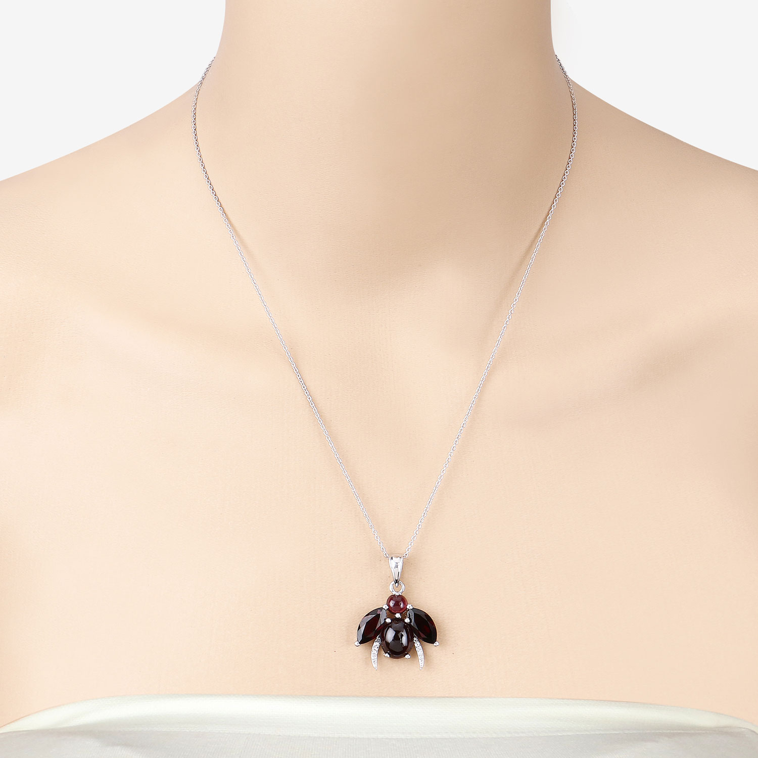 10.00 Carat Genuine Garnet and White Topaz .925 Sterling Silver Pendant