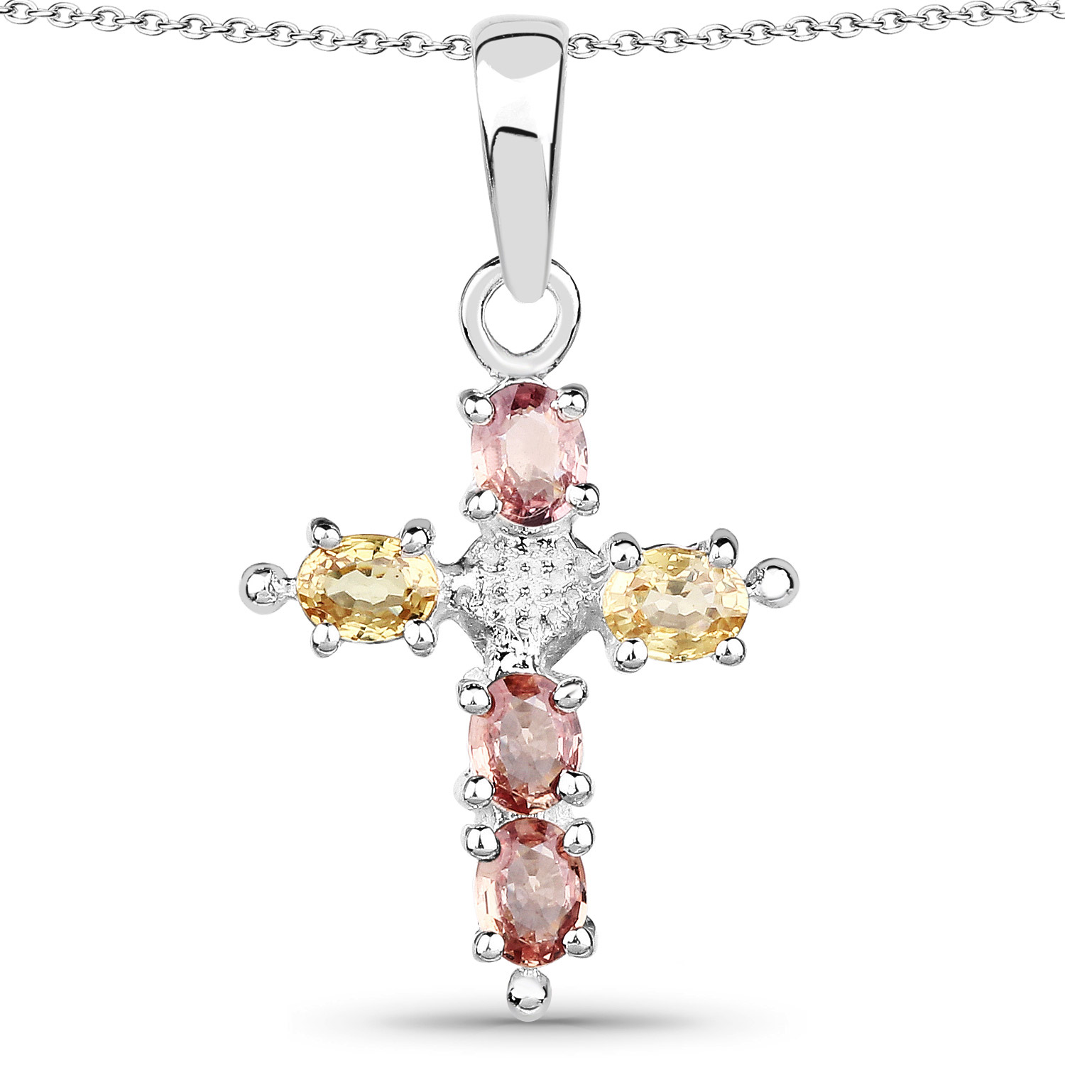 1.02 Carat Genuine Multi Sapphire .925 Sterling Silver Pendant