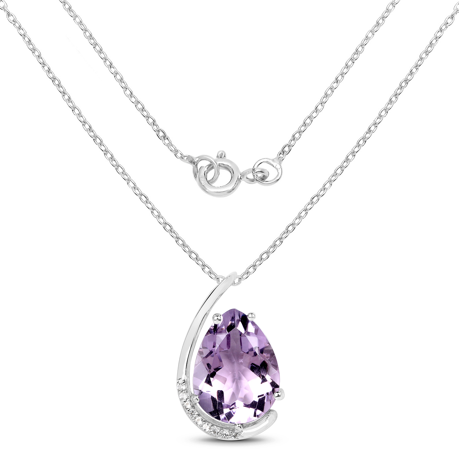 5.69 Carat Genuine Pink Amethyst and White Topaz .925 Sterling Silver Pendant
