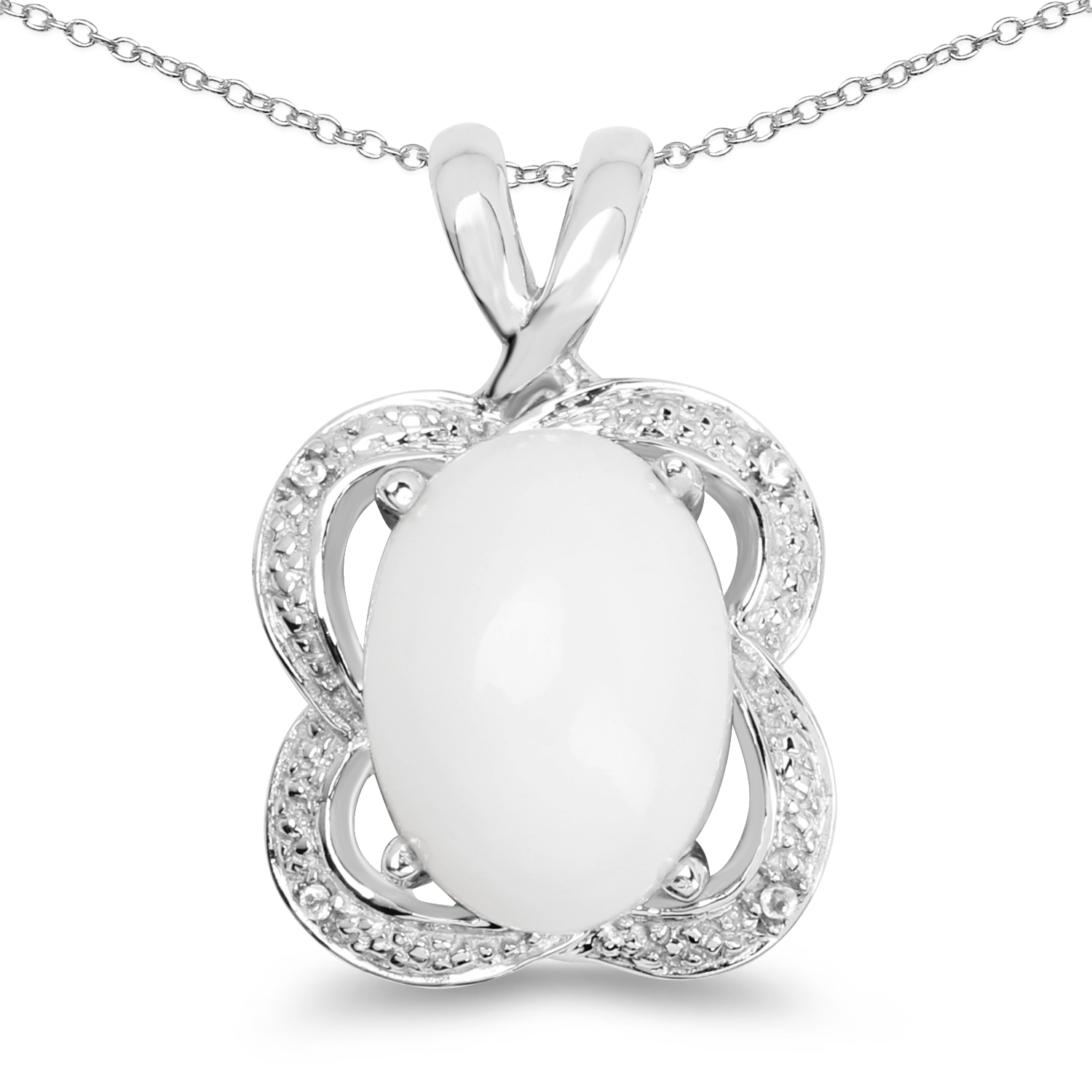 3.22 Carat Genuine Opal and White Topaz .925 Sterling Silver Pendant