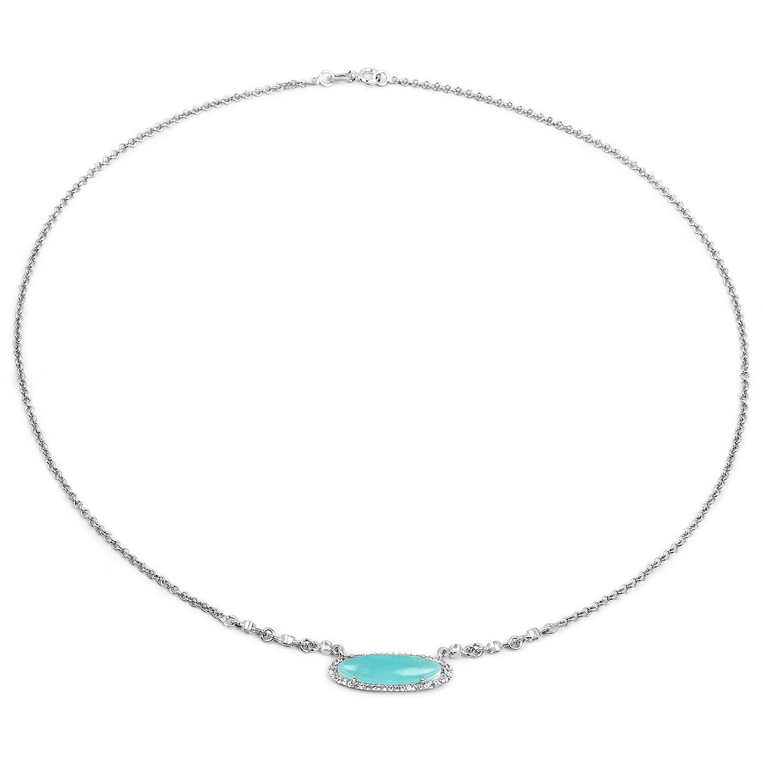 2.76 Carat Genuine Amazonite And White Topaz .925 Sterling Silver Pendant