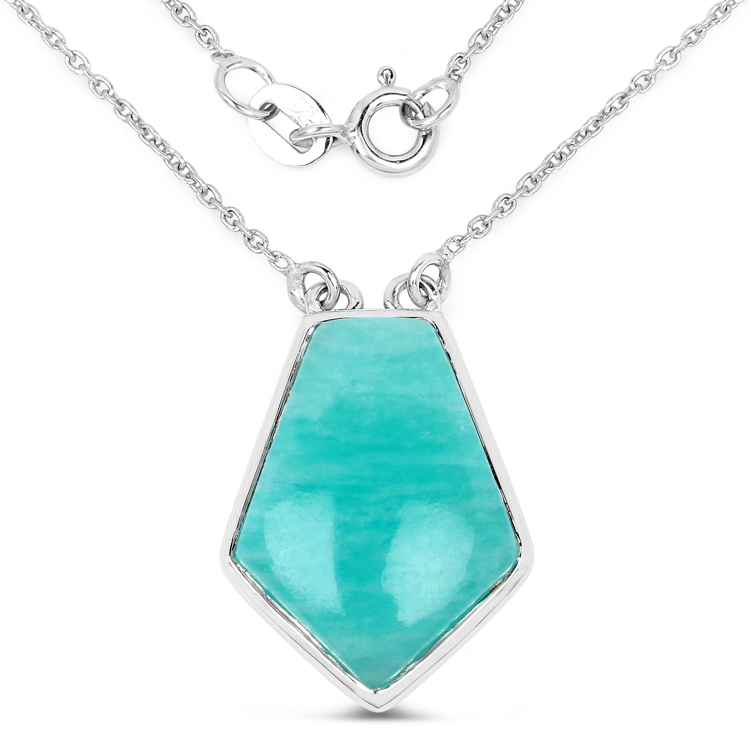 10.26 Carat Genuine Amazonite .925 Sterling Silver Pendant