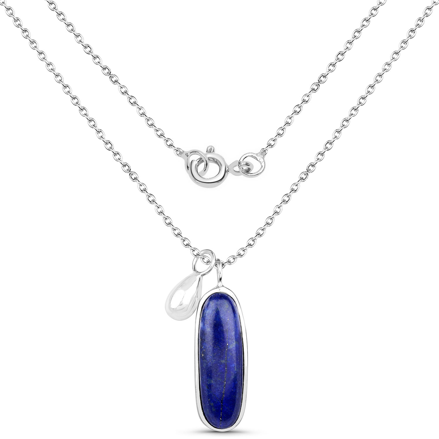 7.04 Carat Genuine Lapis .925 Sterling Silver Pendant