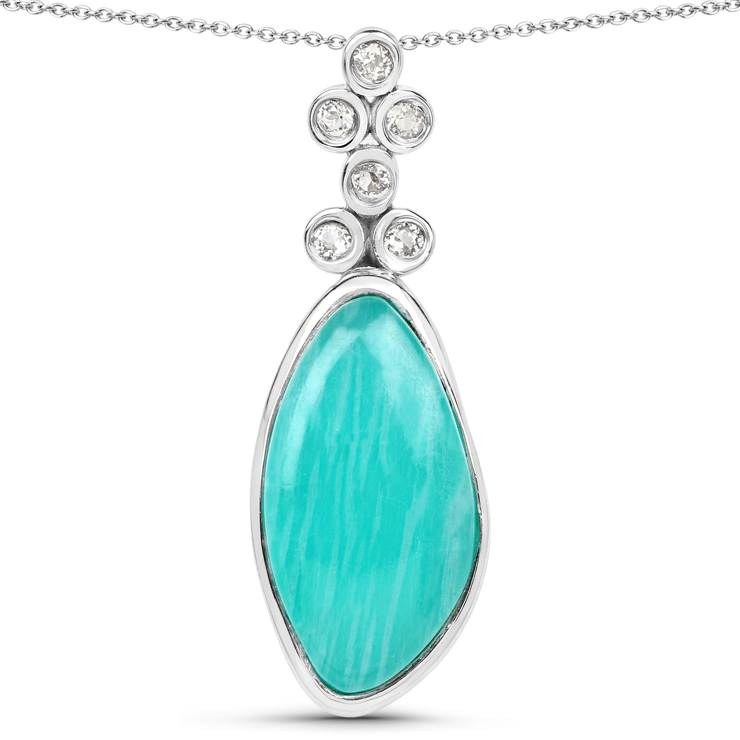 6.98 Carat Genuine Amazonite And White Topaz .925 Sterling Silver Pendant