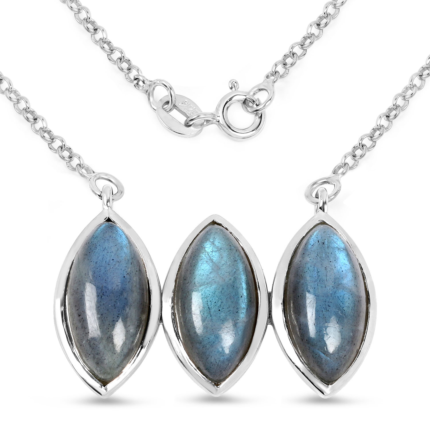 11.21 Carat Genuine Labradorite .925 Sterling Silver Pendant