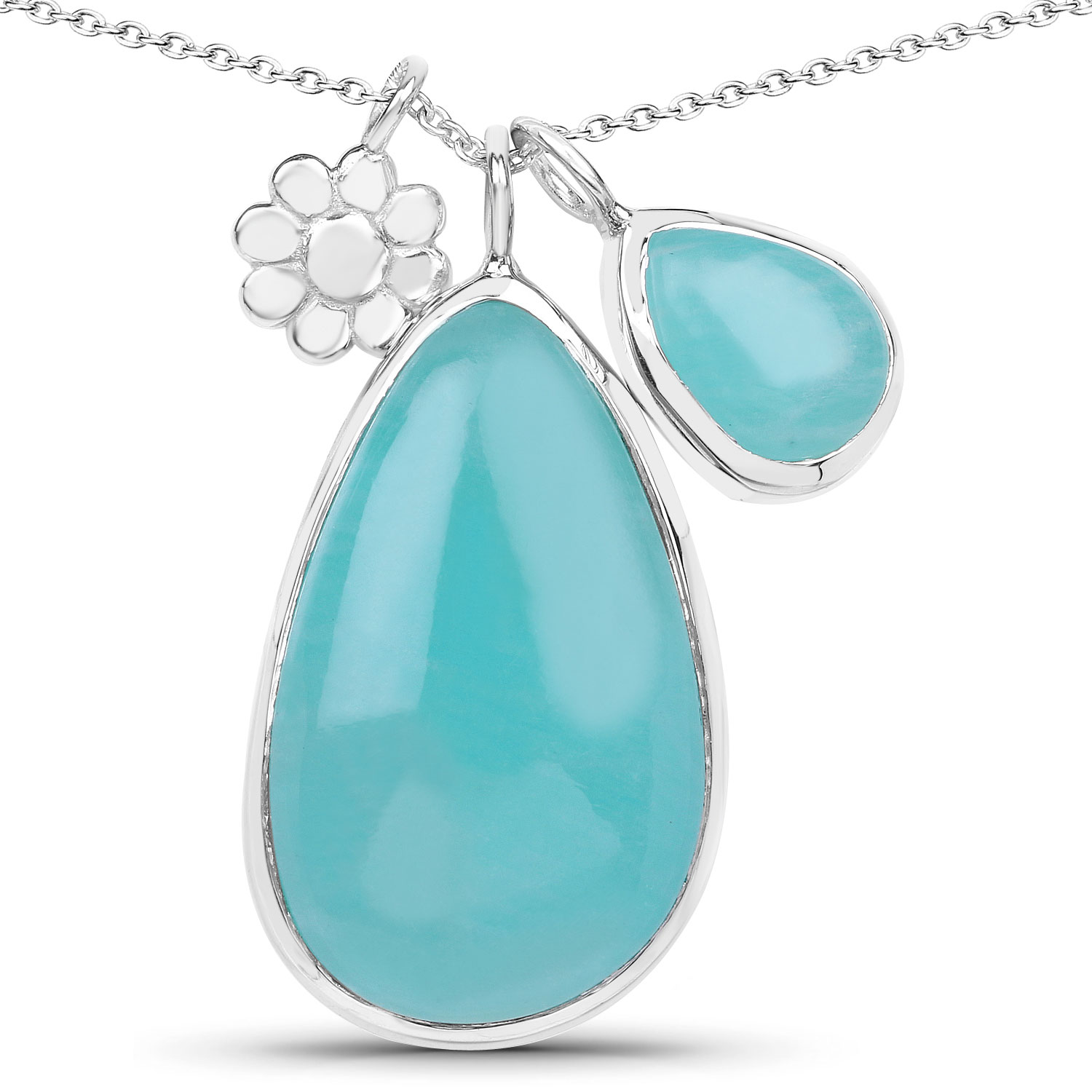 14.39 Carat Genuine Amazonite .925 Sterling Silver Pendant