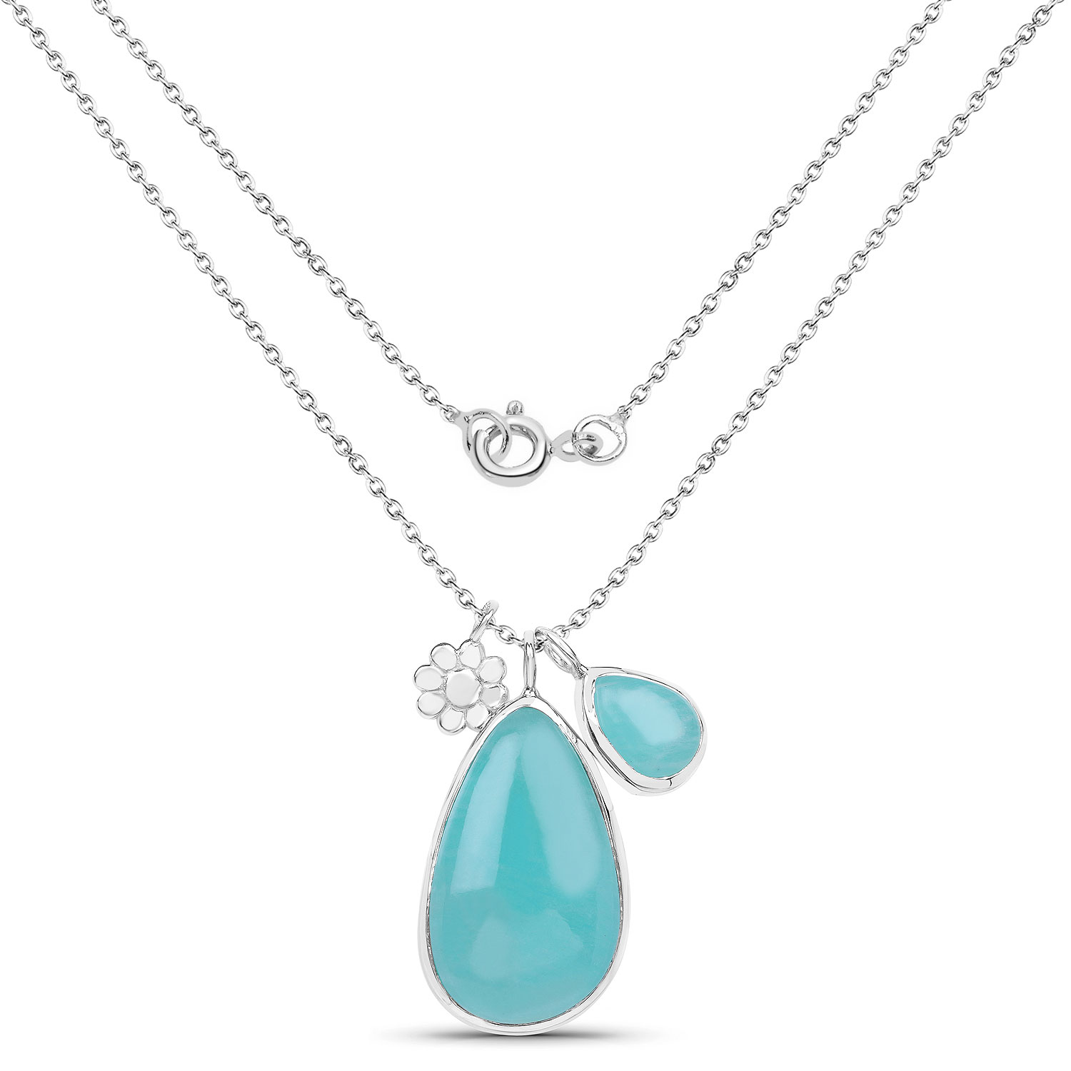 14.39 Carat Genuine Amazonite .925 Sterling Silver Pendant