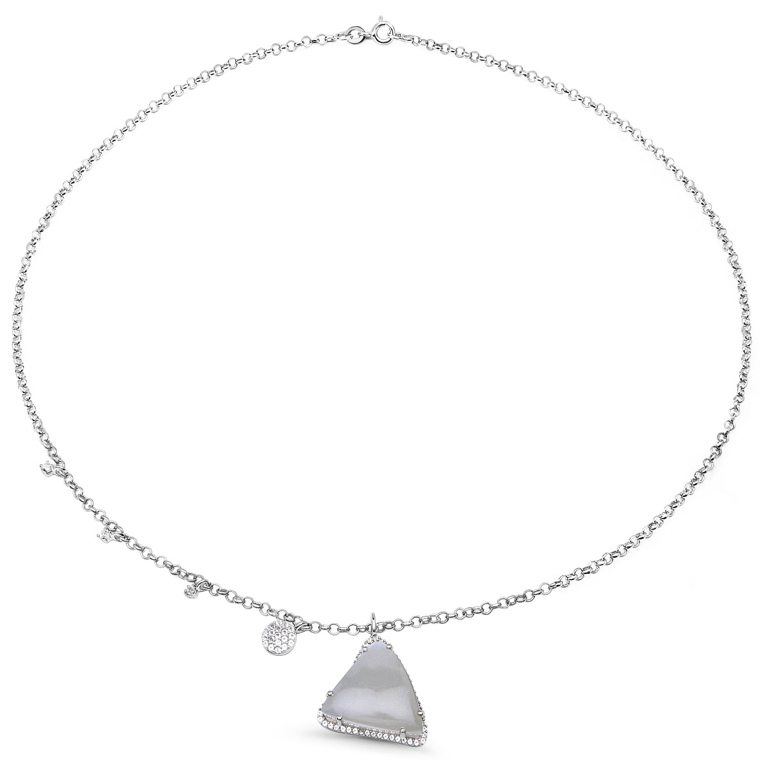 9.76 Carat Genuine Grey Moonstone And White Topaz .925 Sterling Silver Pendant