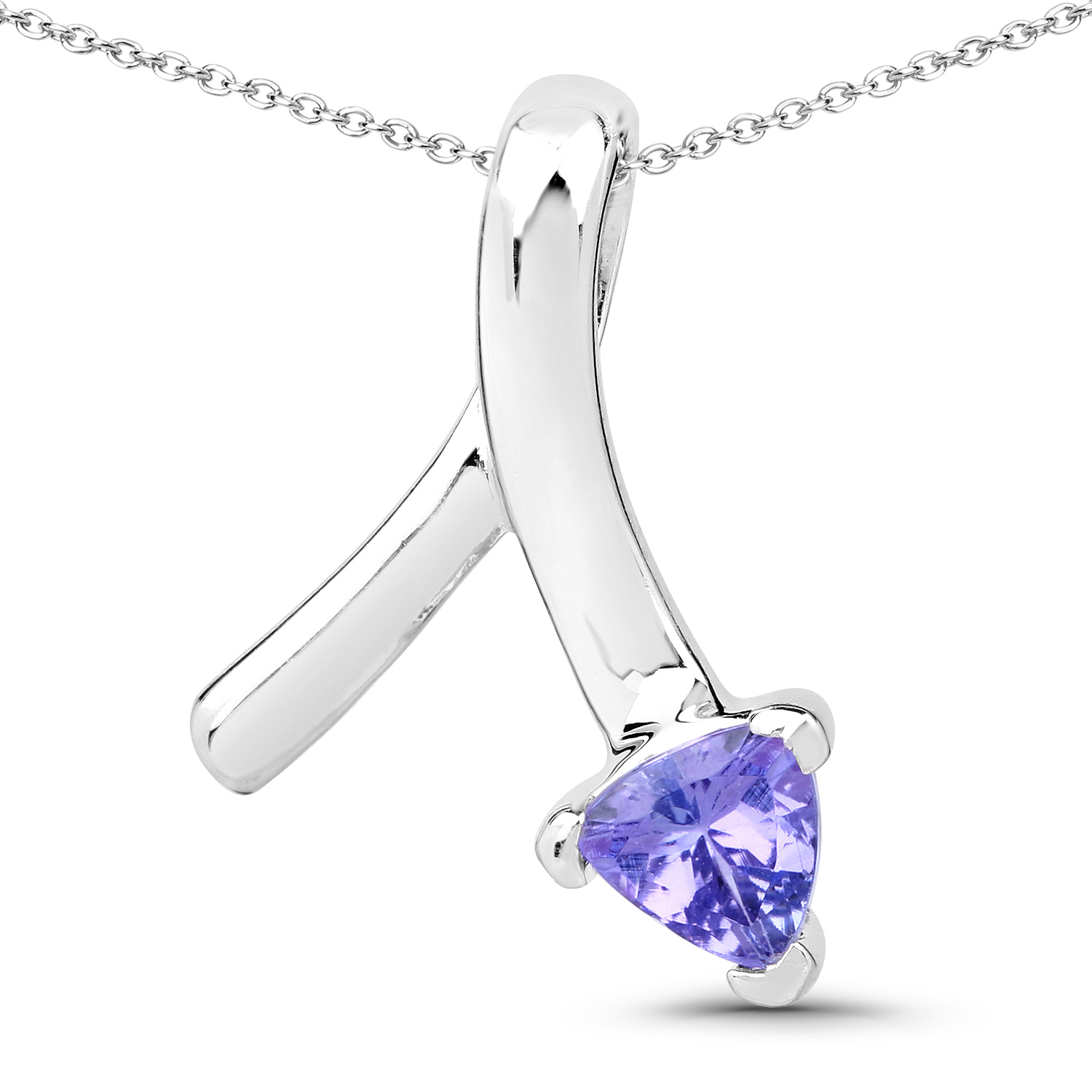 0.75 Carat Genuine Tanzanite .925 Sterling Silver Pendant