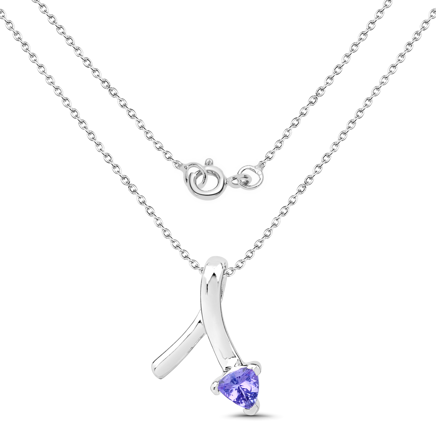 0.75 Carat Genuine Tanzanite .925 Sterling Silver Pendant