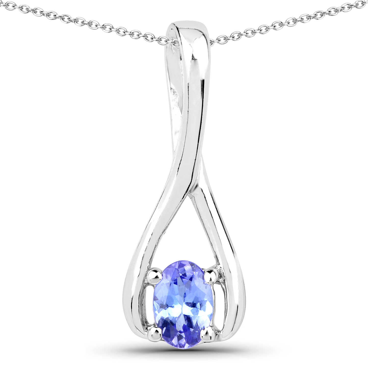 0.44 Carat Genuine Tanzanite .925 Sterling Silver Pendant