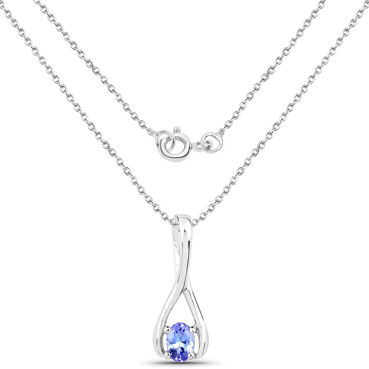 0.44 Carat Genuine Tanzanite .925 Sterling Silver Pendant
