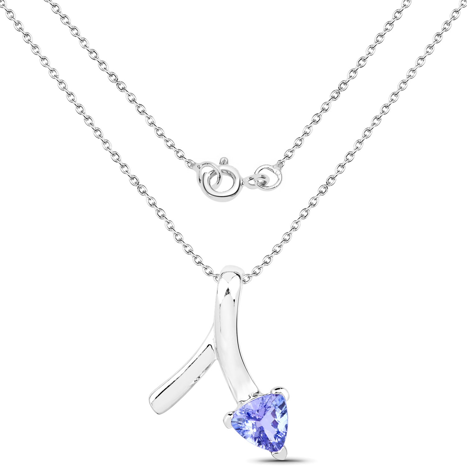 0.43 Carat Genuine Tanzanite .925 Sterling Silver Pendant