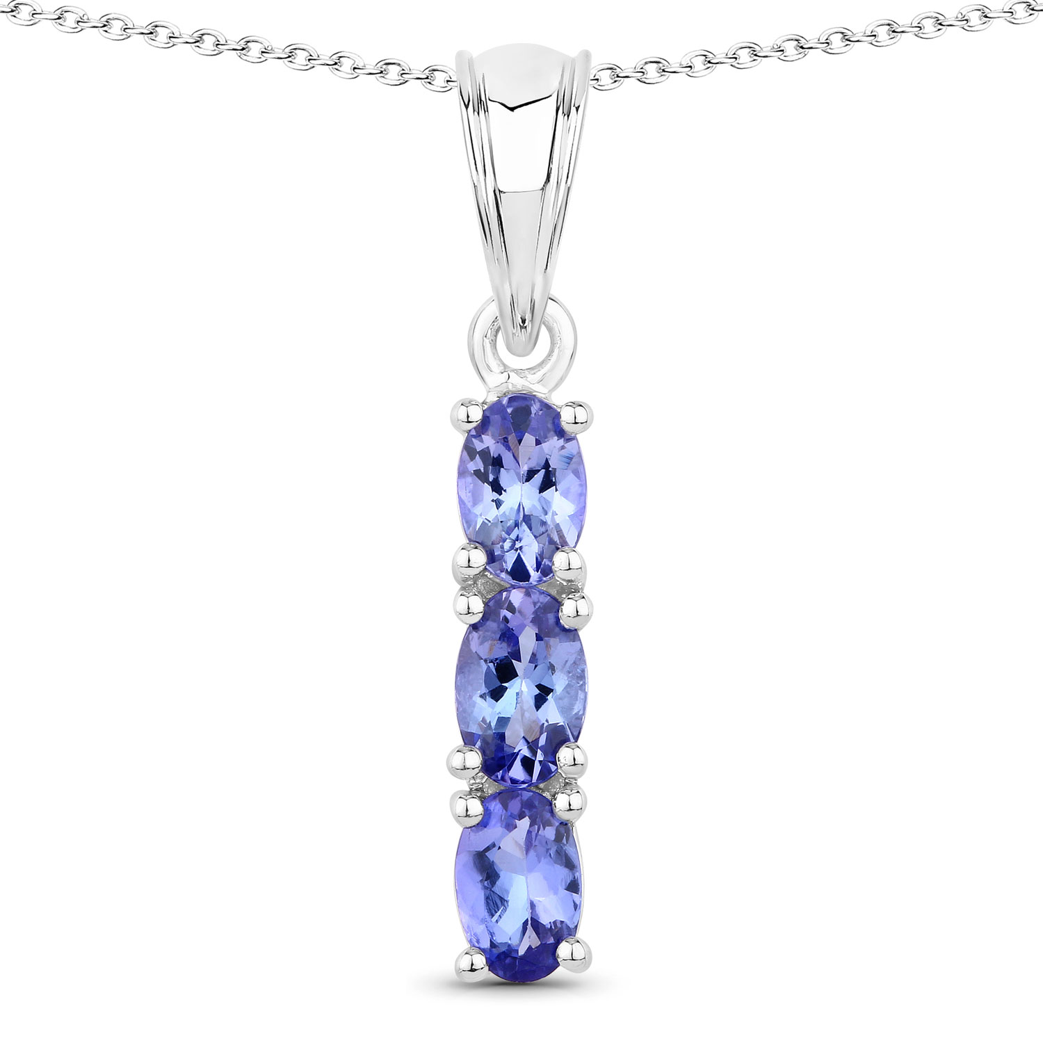 1.32 Carat Genuine Tanzanite .925 Sterling Silver Pendant