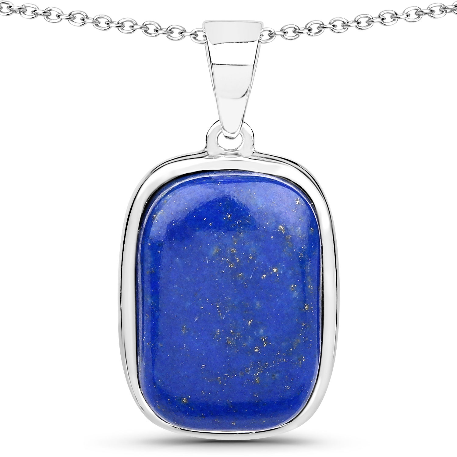 5.76 Carat Genuine Lapis .925 Sterling Silver Pendant