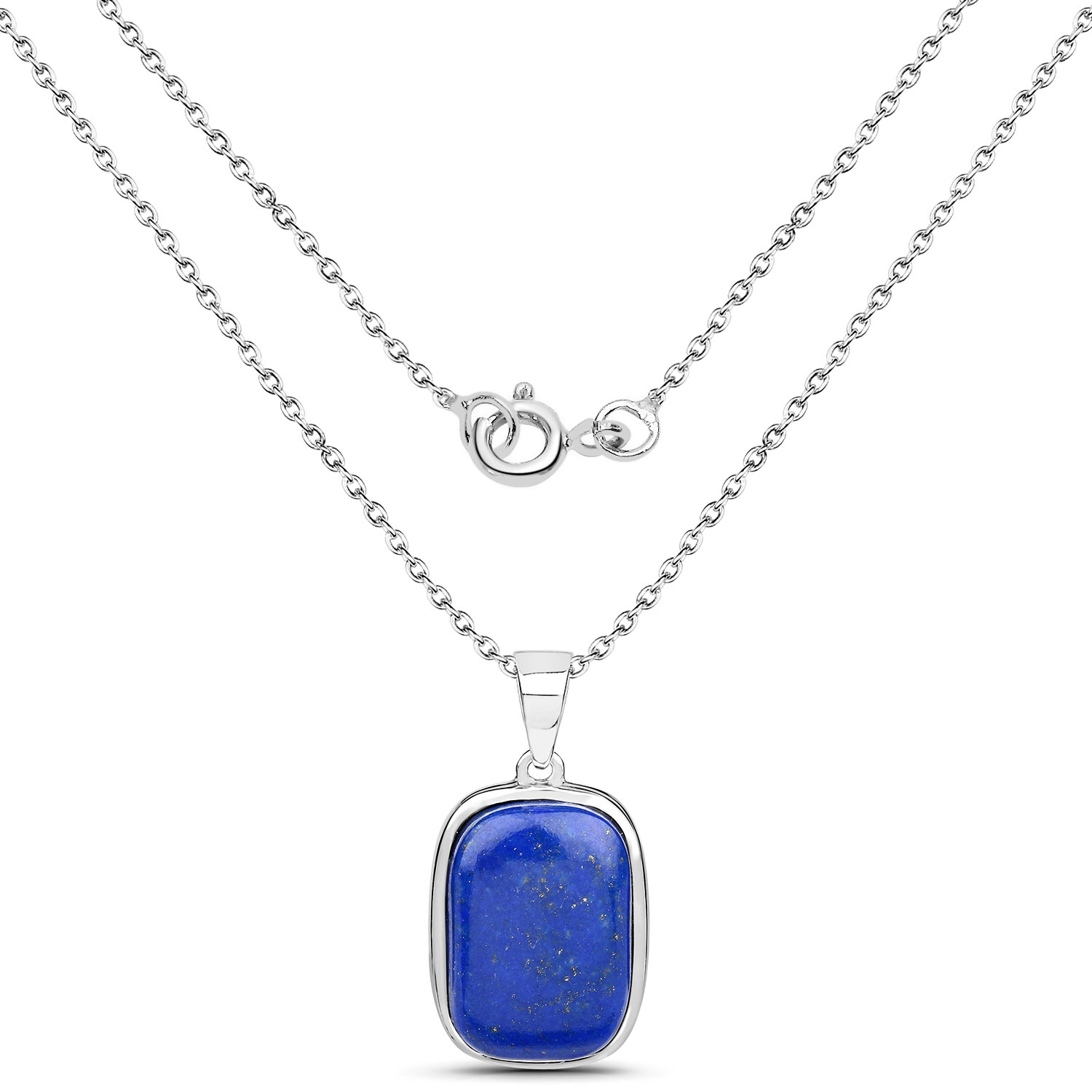 5.76 Carat Genuine Lapis .925 Sterling Silver Pendant