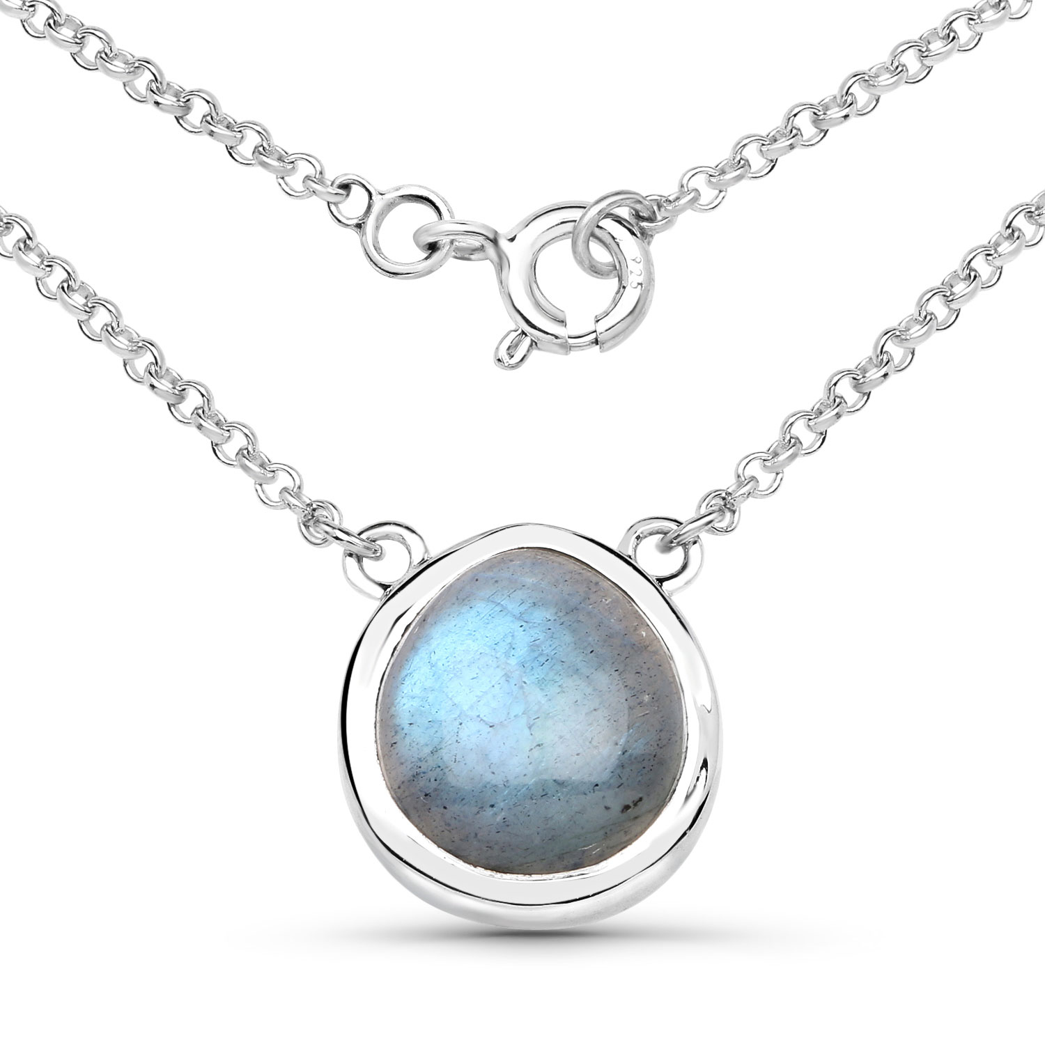 6.04 Carat Genuine Labradorite .925 Sterling Silver Pendant