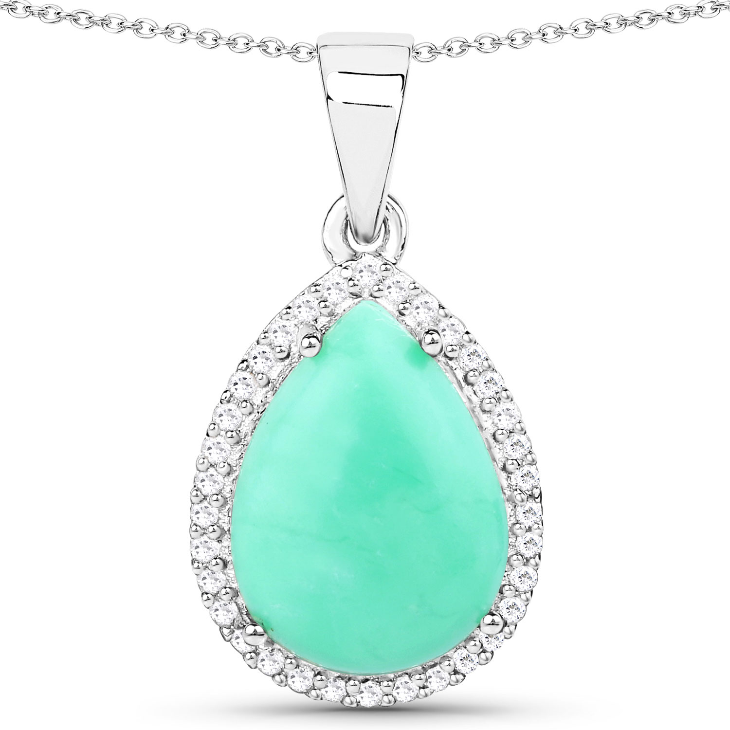 3.73 Carat Genuine Crysopharse and White Topaz .925 Sterling Silver Pendant