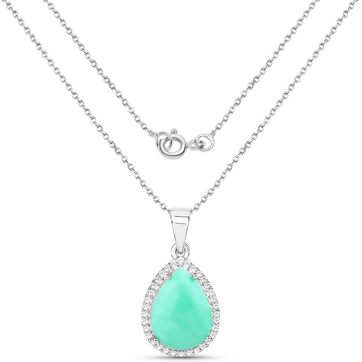 3.73 Carat Genuine Crysopharse and White Topaz .925 Sterling Silver Pendant