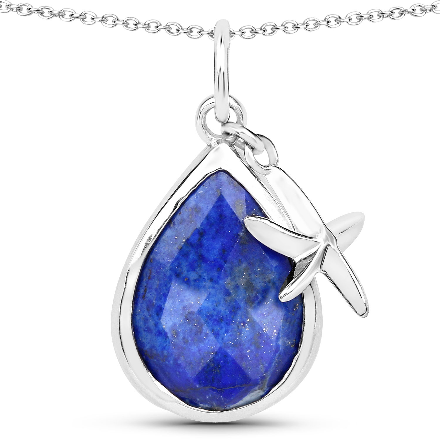 4.48 Carat Genuine Lapis .925 Sterling Silver Pendant